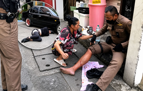 A Frenchman who stabbed the police in Bangkok has died after being shot.
